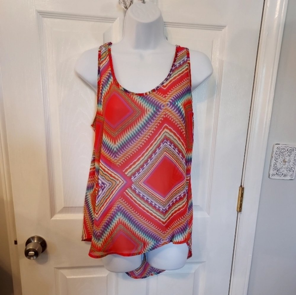 Bobeau Tank Top NWOT Small red purple 90s bright Y2K